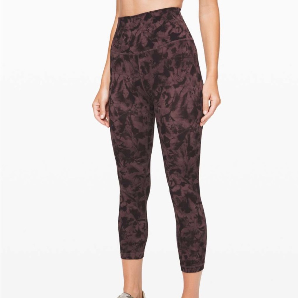 Lululemon Align Crop *21” Mini Dusk Floral Antique Bark Black Size 2